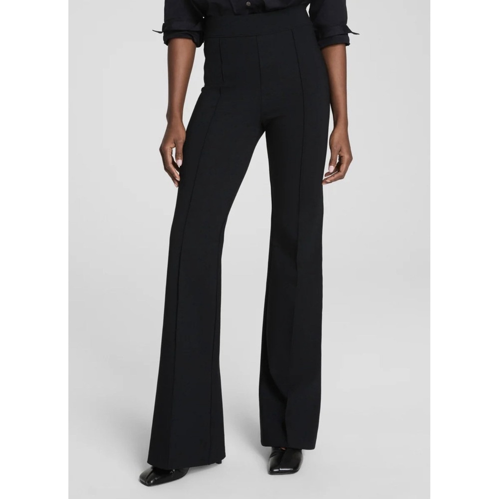 SPANX PerfectFit Ponte Flare Pants L Petite Black High Rise Pull On Trousers NWT